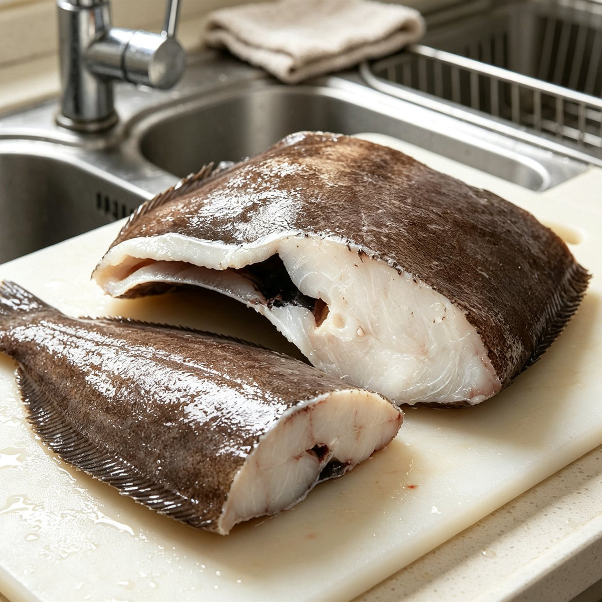 Fresh Skin-On Flounder Fish Portions